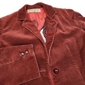 Sailor Jerry Urban Renewal Y2K Corduroy Blazer Jacket Embroidered Missing Button